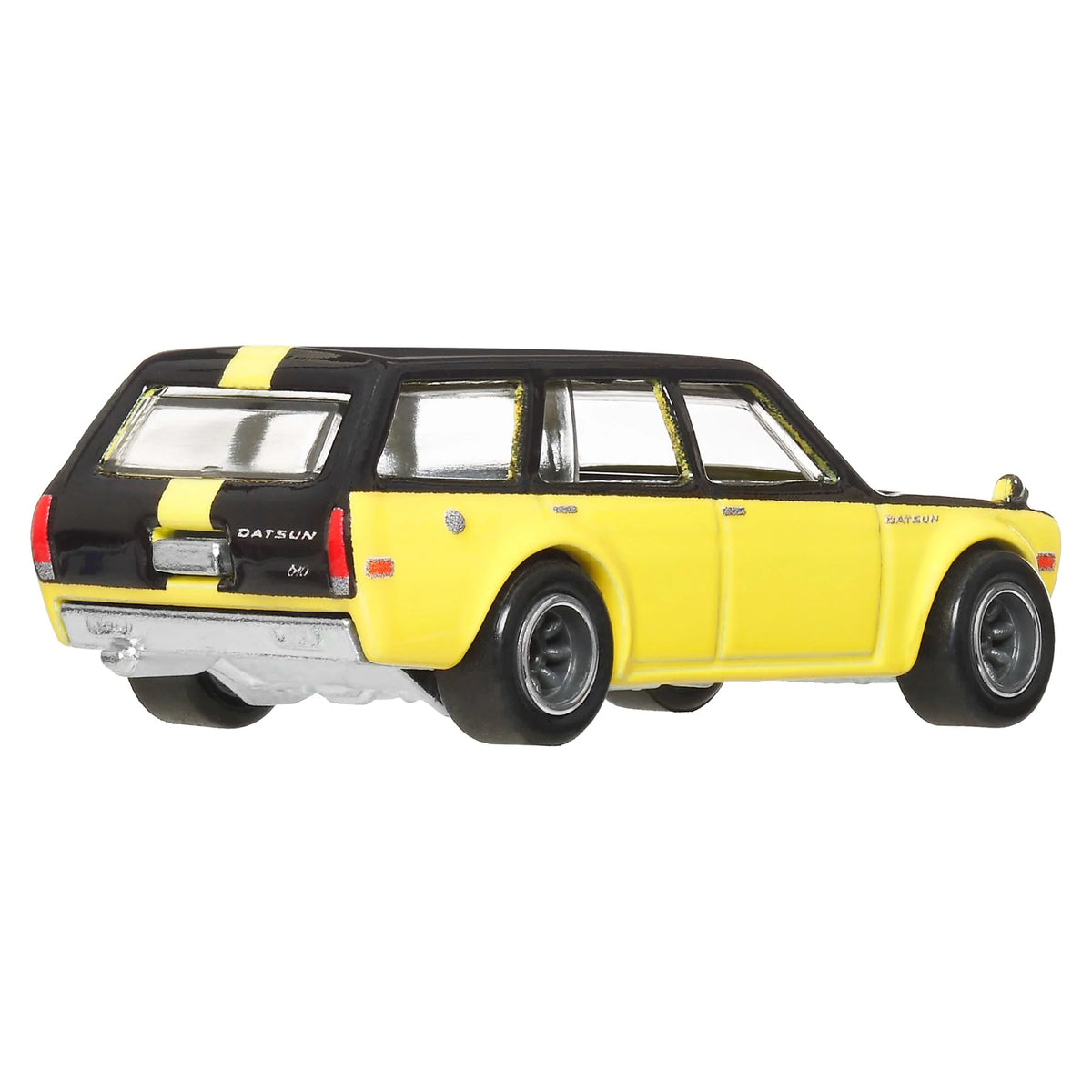 yellow and black model car on white background 