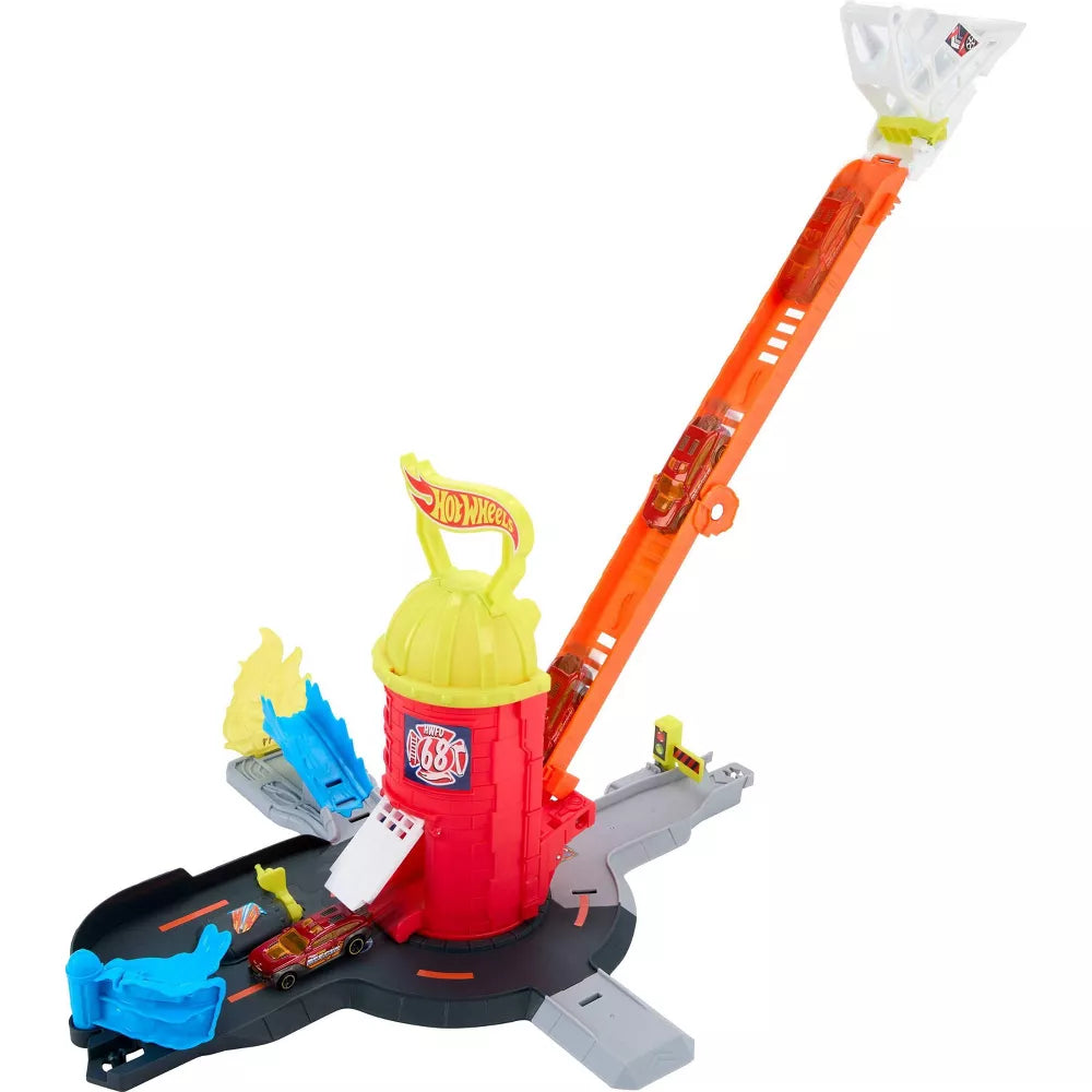 hot wheels super fire station with raised road part 