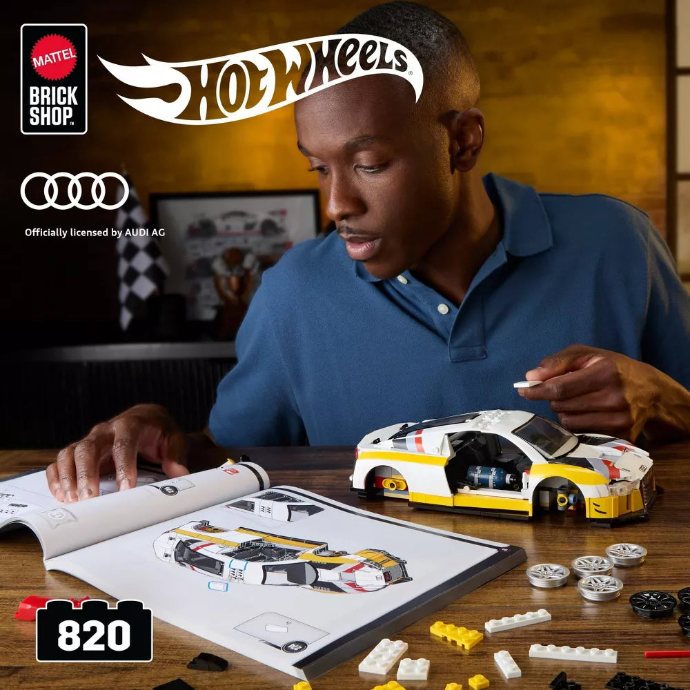 man building hot wheels audi building kit 