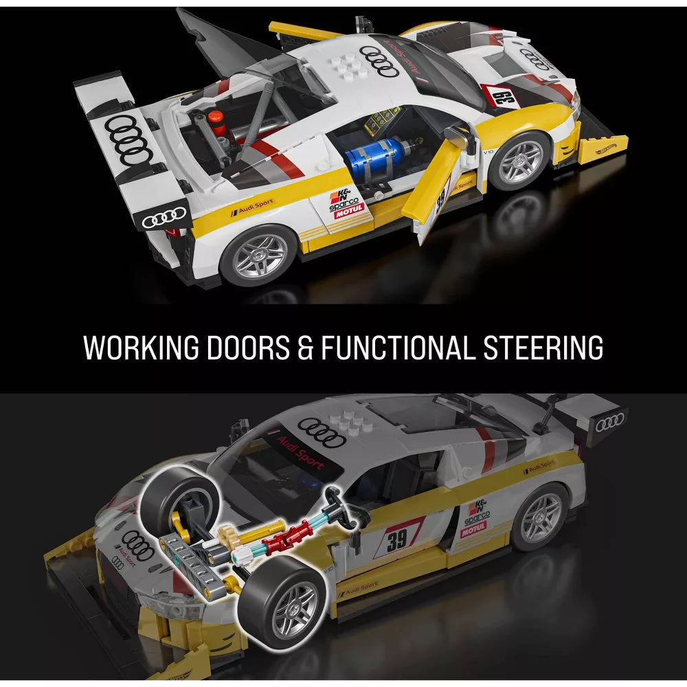working doors and functional steering of audi building toy kit 