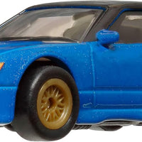 bright blue model car on white background