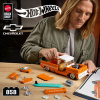 orange model pick up truck building set 