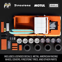 orange model pick up truck building set 