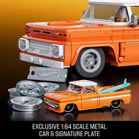orange model pick up truck building set 
