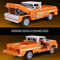 orange model pick up truck building set 