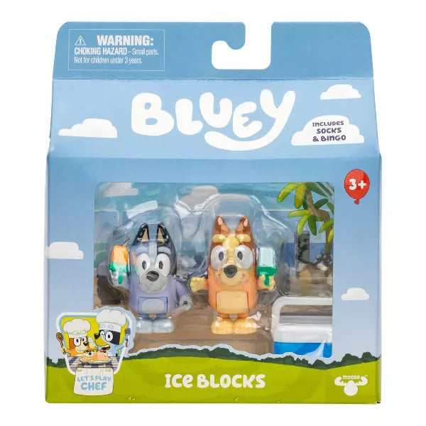 two dog mini figures on blue packaging 