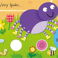 page of incy wincy spider book with flowers and butterflies 