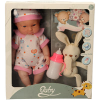 baby doll set with white and pink and orange and blue outfit 