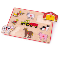 wooden farm puzzle on white background