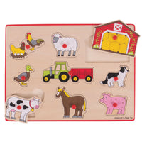 Wooden farm lift out puzzle on white background