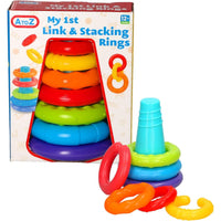 link and stack toy pictured with packaging 