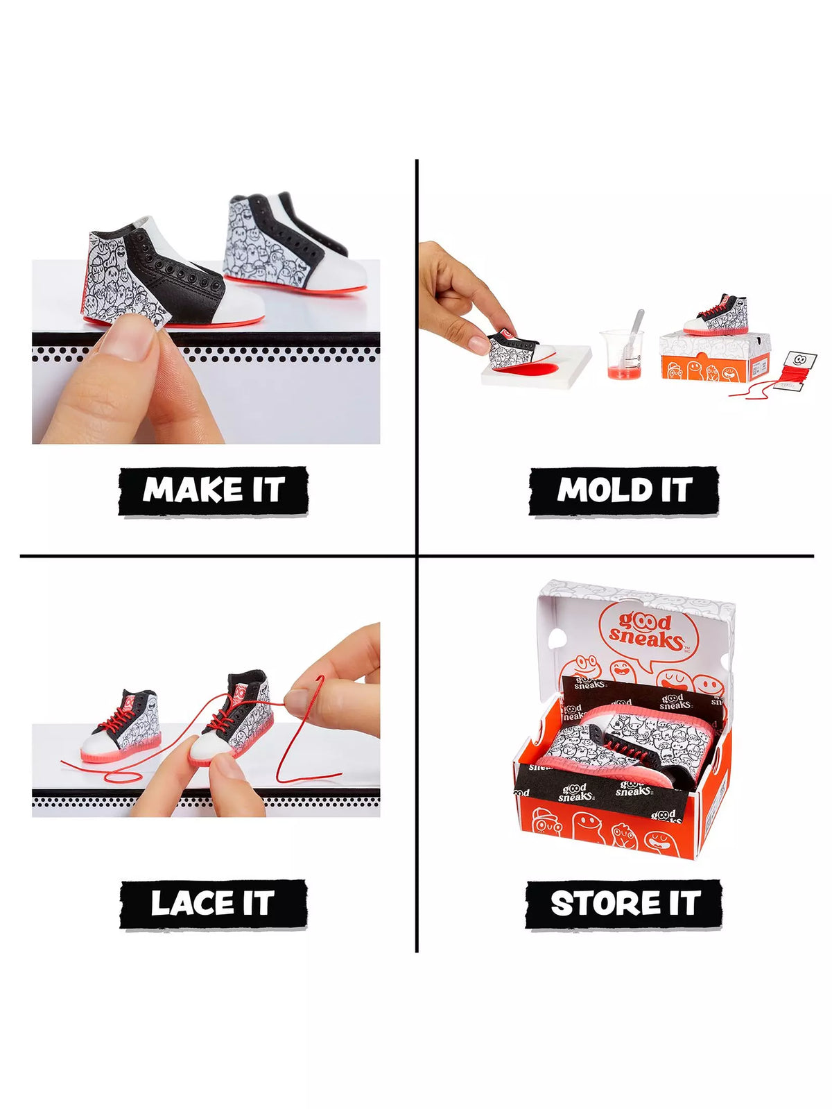 directions of how to make make it mini sneakers 