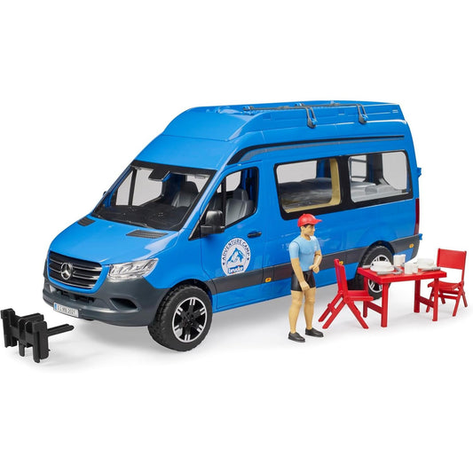 blue model campervan with furniture and campervan 