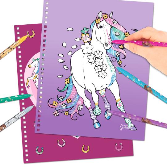 hand colouring in glitter horse 
