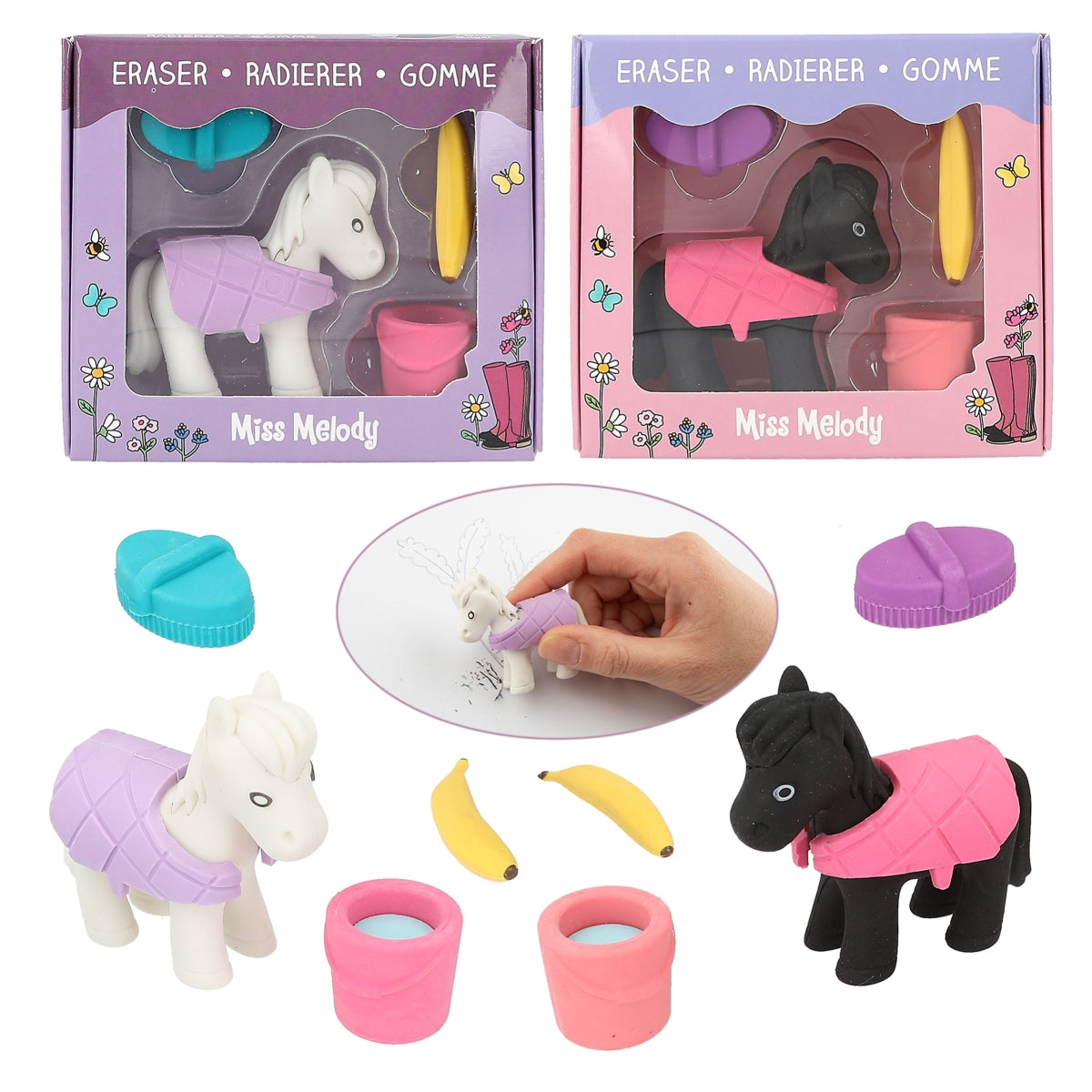 assorted horse eraser set with contents 