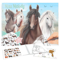 horse colouring book displayed opened and front cover 