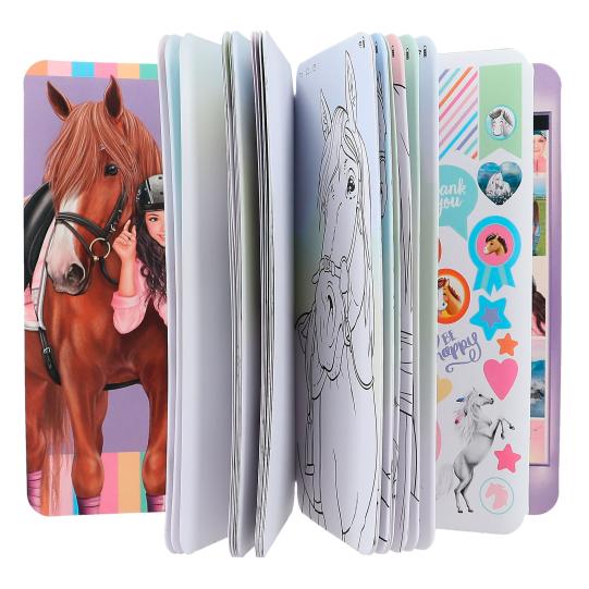 miss melody selfie colouring book opened