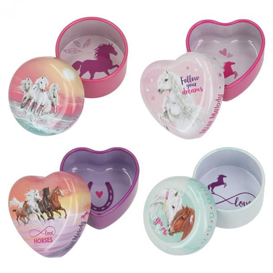 assorted colours of miss melody small tin 