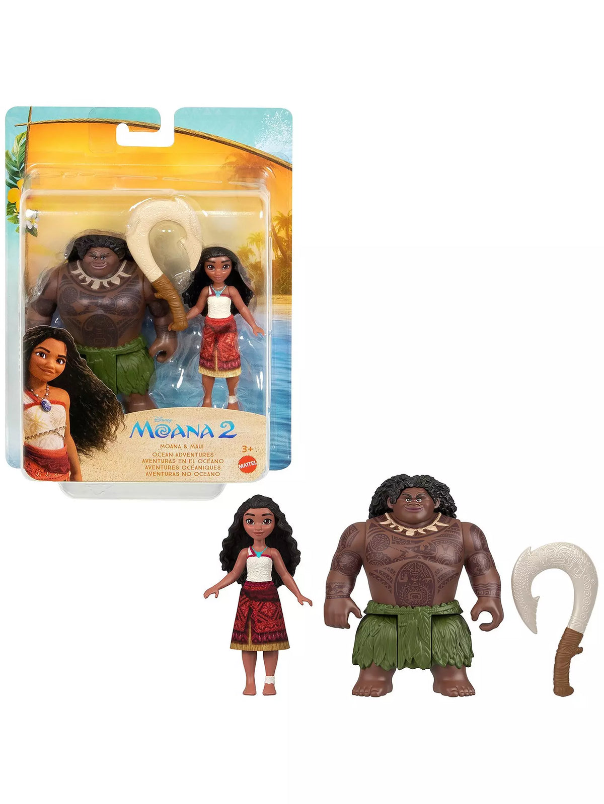 moana and maui dolls and packaging 
