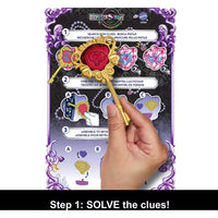 hand solving clues to find wolf girl doll