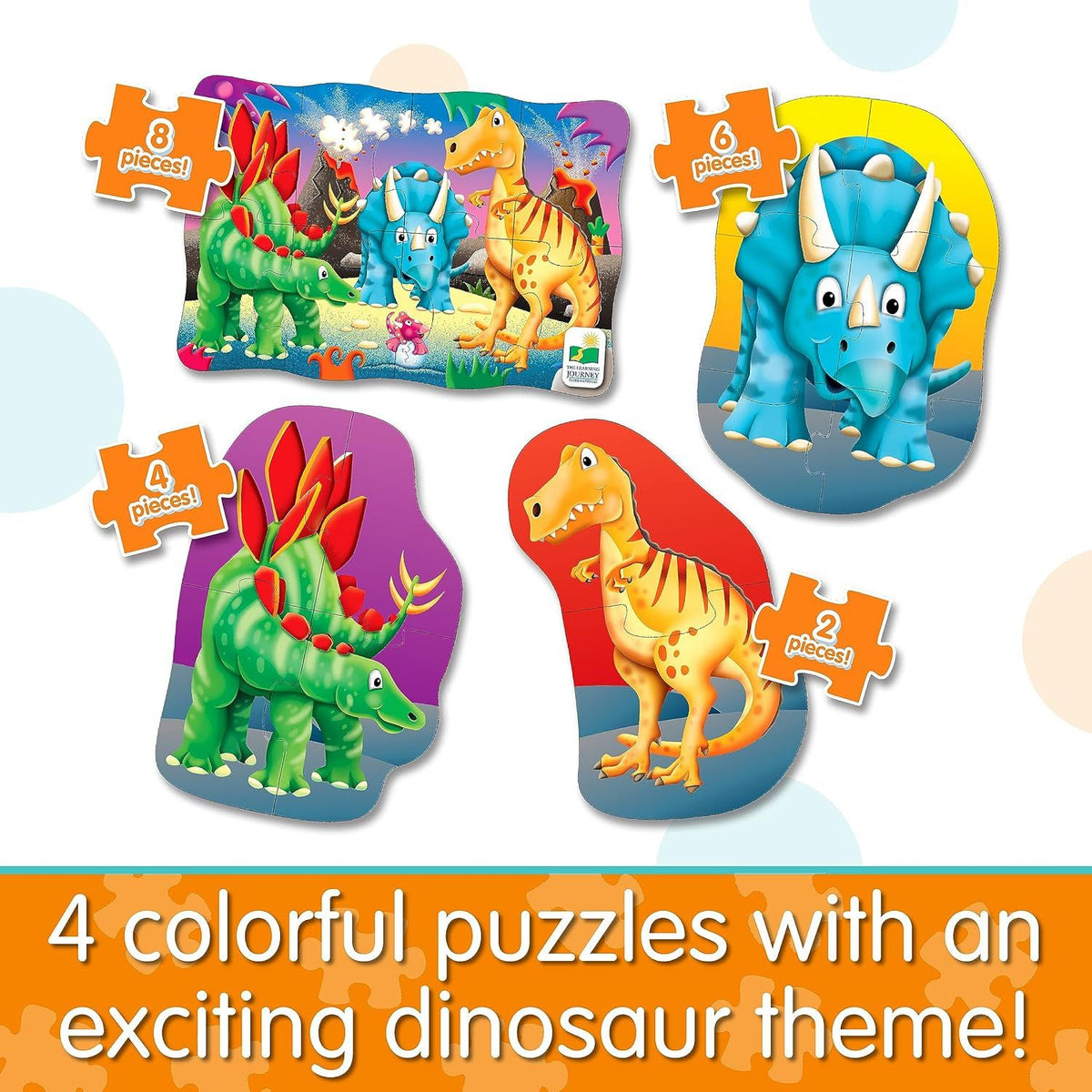 4 colourful dino puzzles 