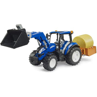 blue tractor with loader on the front 