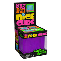 purple squishy cube in packaging 
