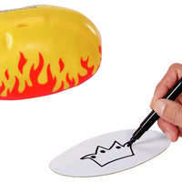 hand drawing on whiteboard sheet with hot potato toy in background 