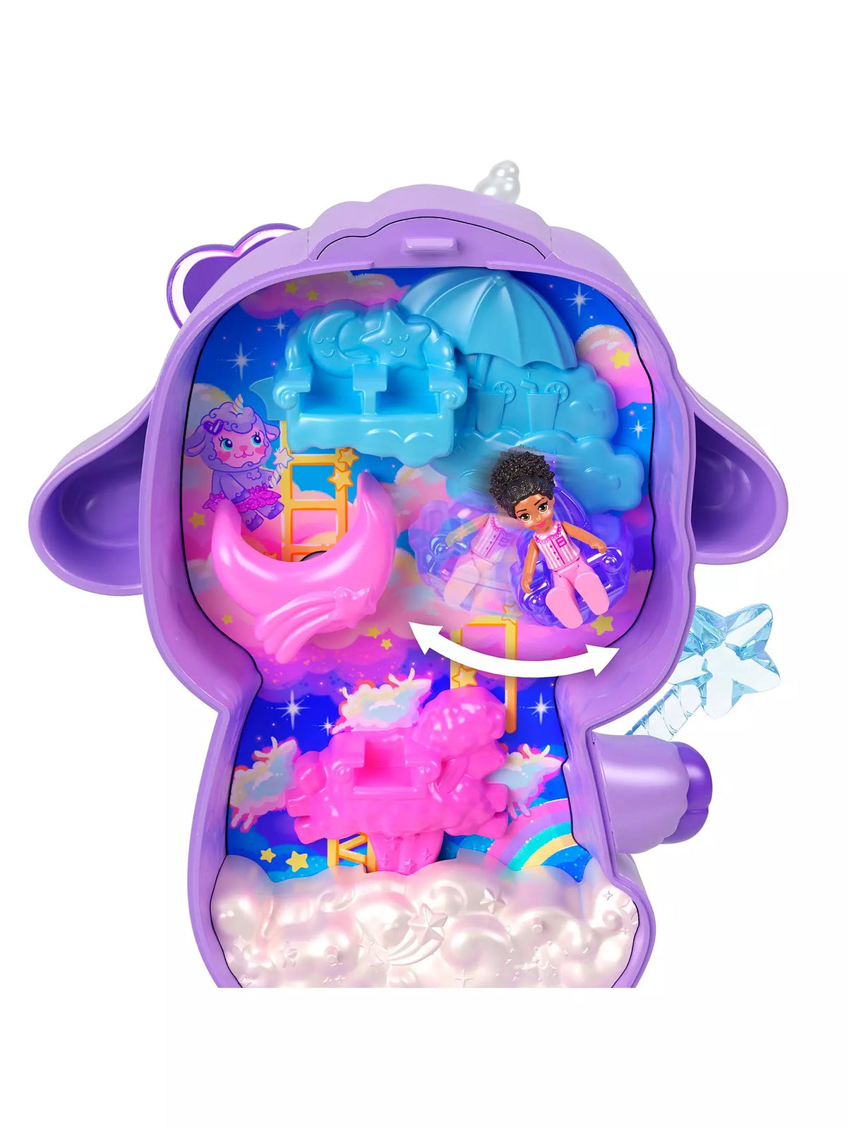 purple lamb compact with accessories inside