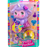purple lamb compact with accessories inside in packaging 