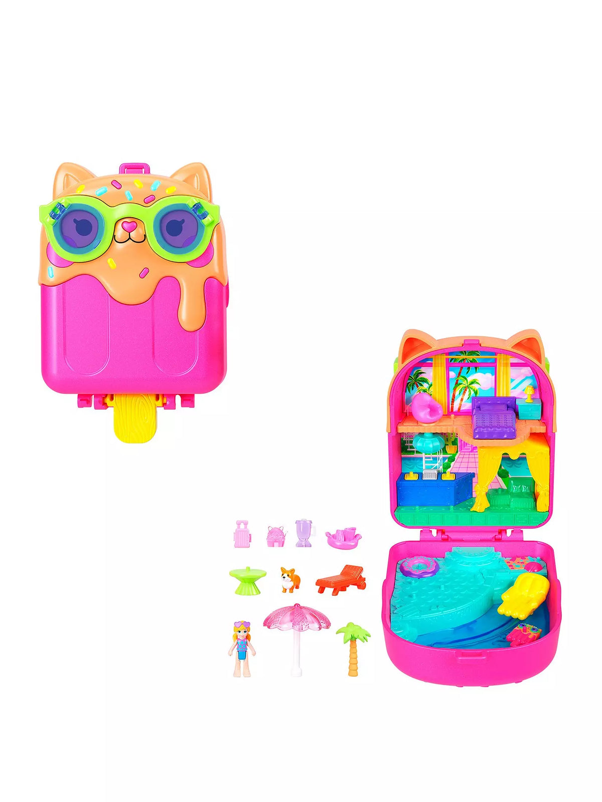 brightly coloured kitty popsicle compact with accessories 