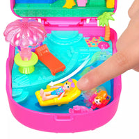 close up of brightly coloured kitty compact showing sliding pool floaty 