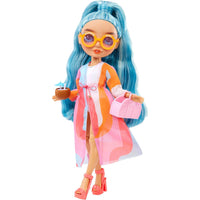 fashion doll in pool party outfit 