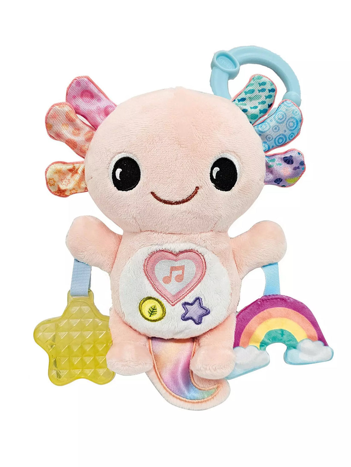 colourful plush toy on white background 