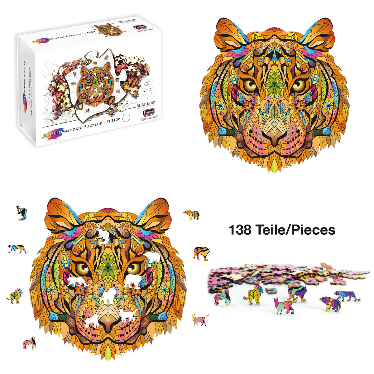 Rainbow Wood Puzzle Tiger