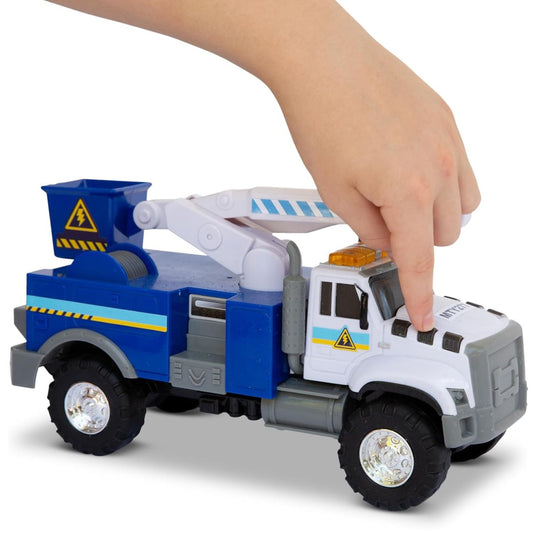 hand pressing the button f rescue force cherry picker 