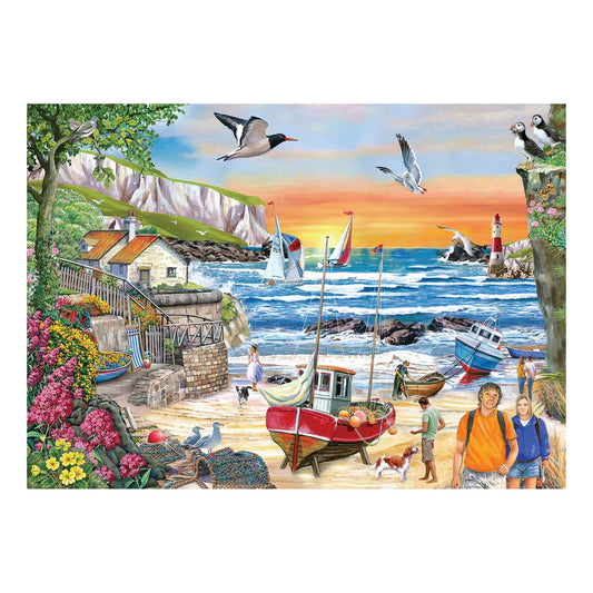 seaside sunset finished jigsaw puzzle 