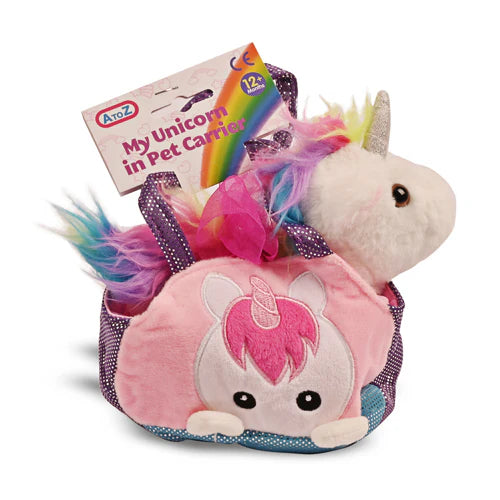 soft unicorn in carrier 