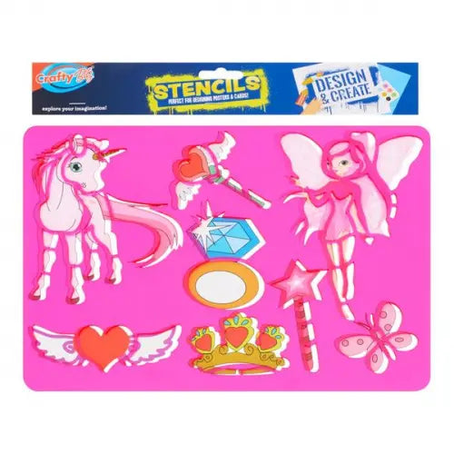 unicorn and fairy stencil in packaging 
