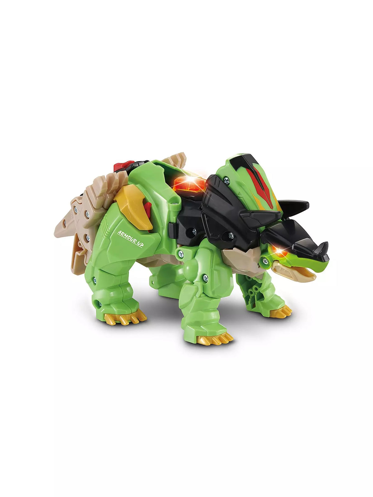 green triceratops dinosaur on white background