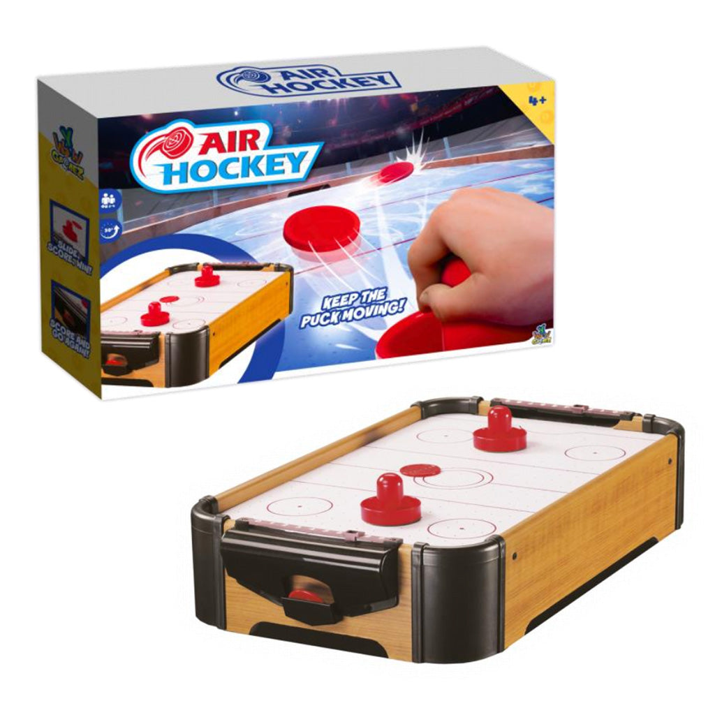 wooden air hockey game with packaging 