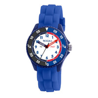 blue and black time tikkers watch with silicone strap 