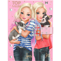front of top model diary with code 