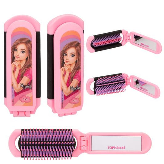 pink folding hairbrush 