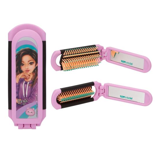 purple folding hairbrush 