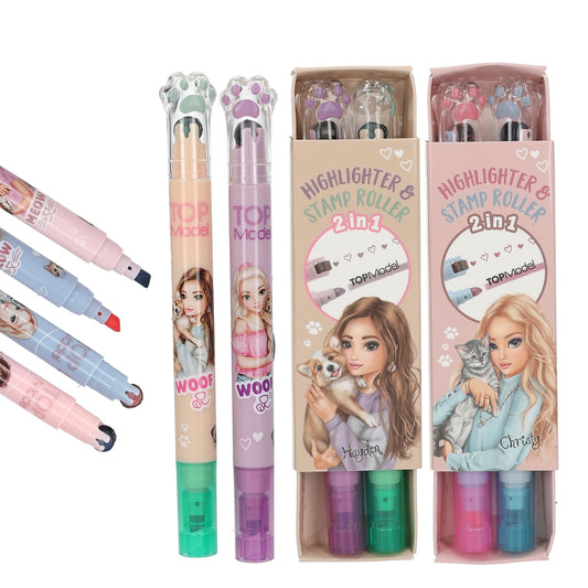 assorted colours of top model highlighter and stamp roller kit 