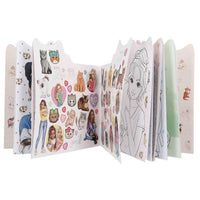 pages of sticker and colouring kitten book 