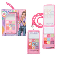 lipgloss smartphone set displayed with packaging