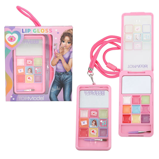 lipgloss smartphone set displayed with packaging
