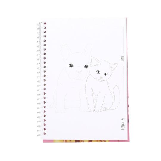 blank cat and dog page of top model pocket colouring book 